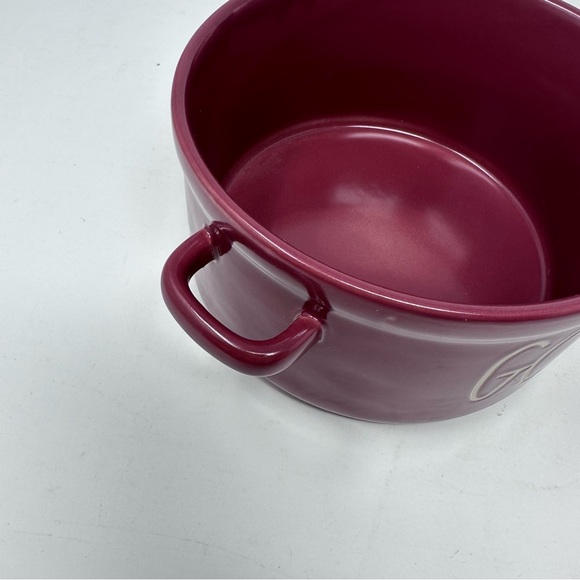 Rae Dunn Gobble Souffle Casserole Soup Bowl Burgundy Maroon 6 inch Two Handles - Picture 7 of 10